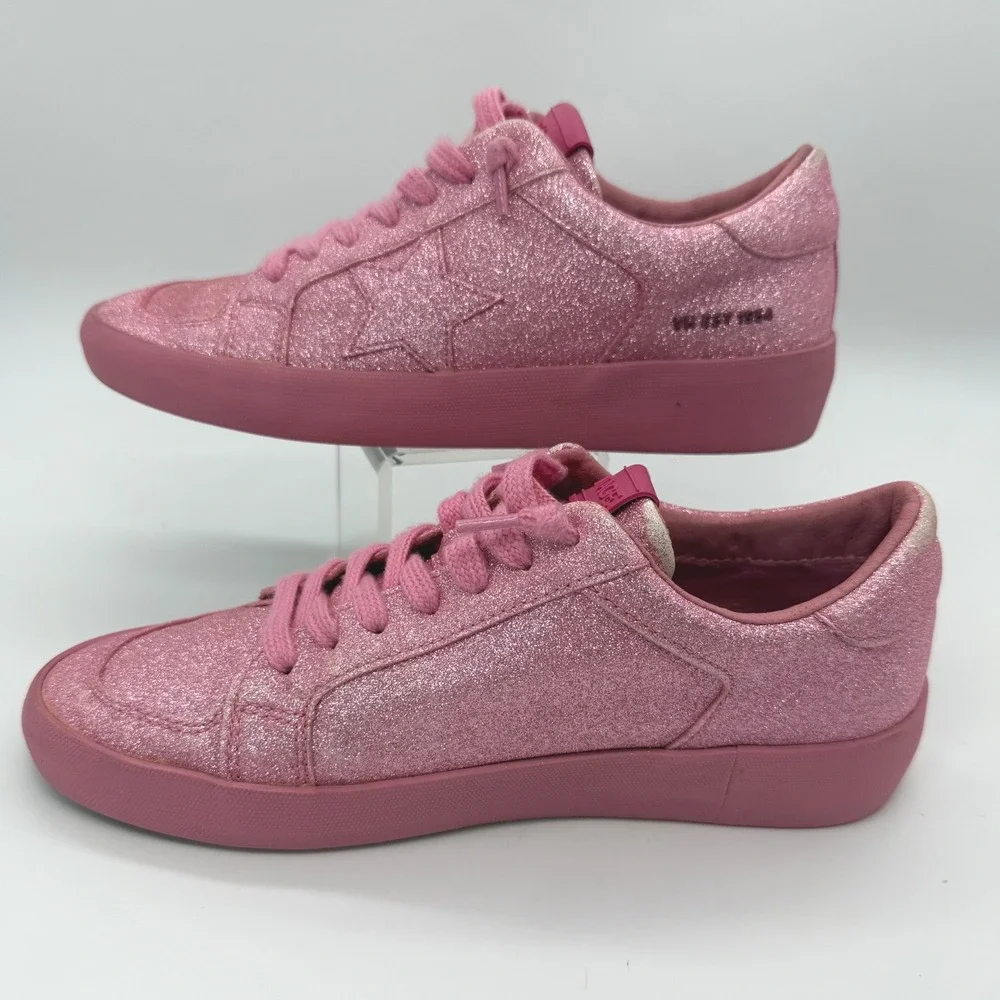 Vintage Havana Sneakers Women 7.5 Pink Glitter Star Patch Low Top Sparkle